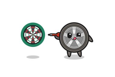 cute car wheel is playing dart , cute design