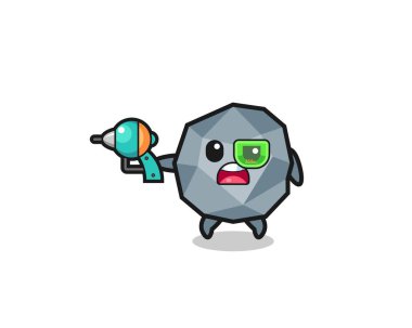 cute stone holding a future gun , cute design