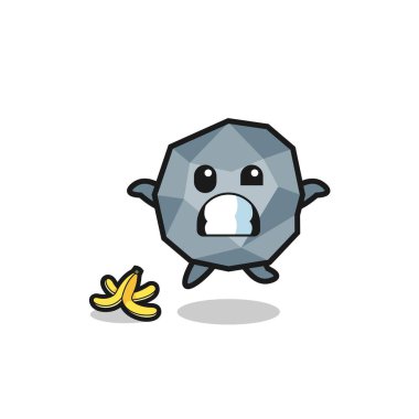 stone cartoon is slip on a banana peel , cute design