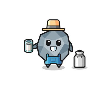 stone cartoon as the dairy farmer , cute design