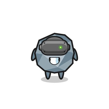 cute stone using VR headset , cute design