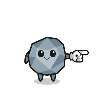 stone mascot with pointing right gesture , cute design