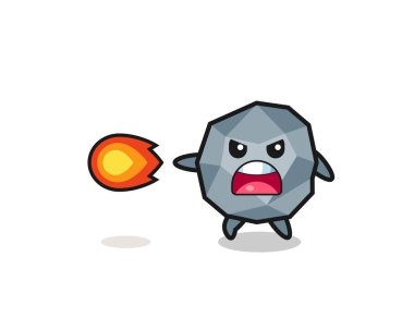 cute stone mascot is shooting fire power , cute design