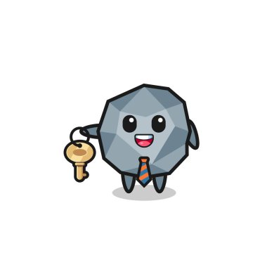 cute stone as a real estate agent mascot , cute design