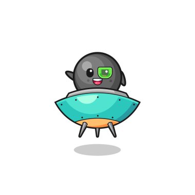 cannon ball cartoon riding a future spaceship , cute design