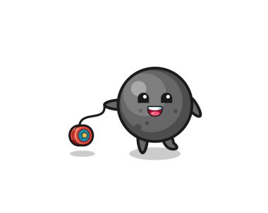 cartoon of cute cannon ball playing a yoyo , cute design