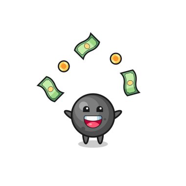illustration of the cannon ball catching money falling from the sky , cute design
