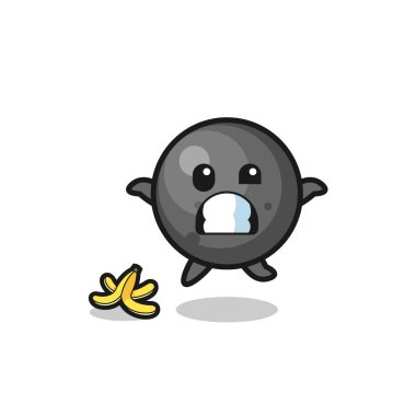 cannon ball cartoon is slip on a banana peel , cute design