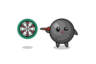 cute cannon ball is playing dart , cute design