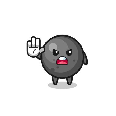 cannon ball character doing stop gesture , cute design