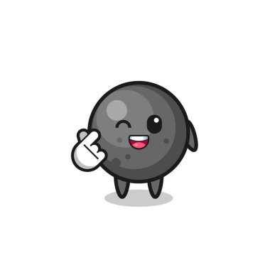 cannon ball character doing Korean finger heart , cute design