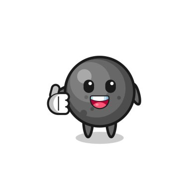 cannon ball mascot doing thumbs up gesture , cute design