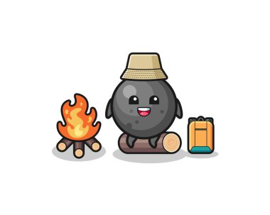 camping illustration of the cannon ball cartoon , cute design