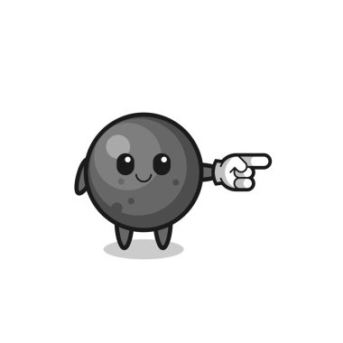 cannon ball mascot with pointing right gesture , cute design