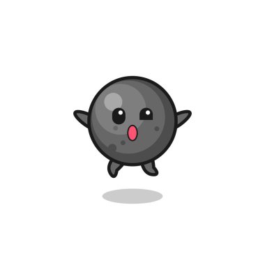 cannon ball character is jumping gesture , cute design