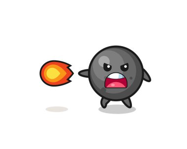 cute cannon ball mascot is shooting fire power , cute design