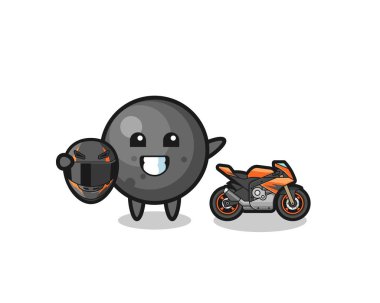 cute cannon ball cartoon as a motorcycle racer , cute design