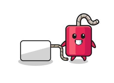 dynamite cartoon is pulling a banner , cute design