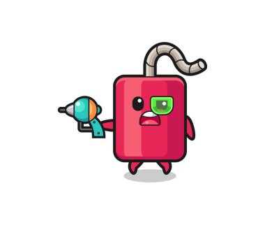 cute dynamite holding a future gun , cute design