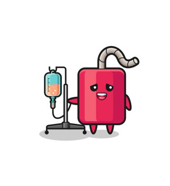 cute dynamite character standing with infusion pole , cute design