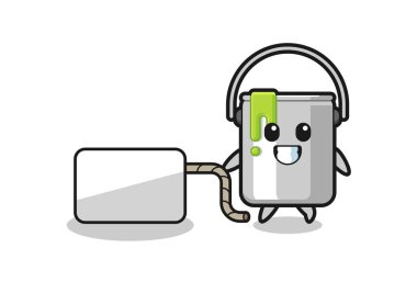 paint tin cartoon is pulling a banner , cute design