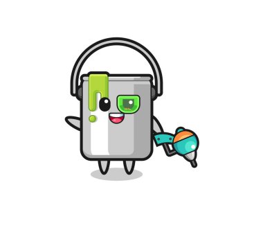 paint tin cartoon as future warrior mascot , cute design