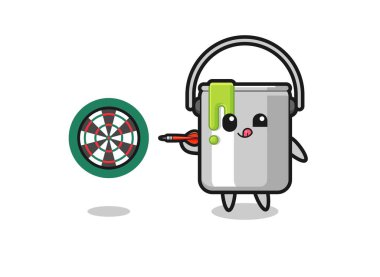 cute paint tin is playing dart , cute design