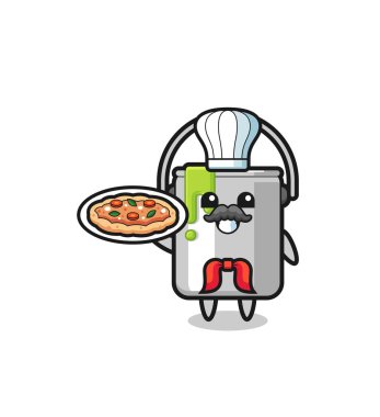 paint tin character as Italian chef mascot , cute design