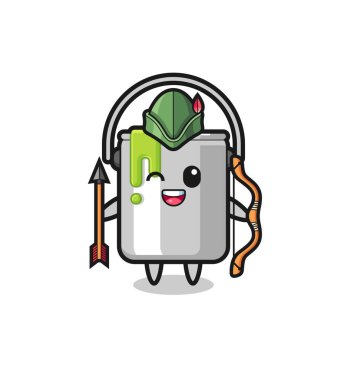 paint tin cartoon as medieval archer mascot , cute design