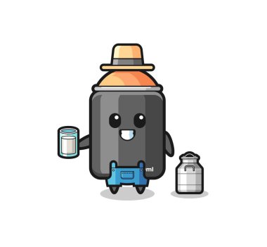 spray paint cartoon as the dairy farmer , cute design