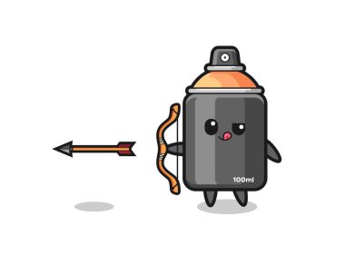 illustration of spray paint character doing archery , cute design