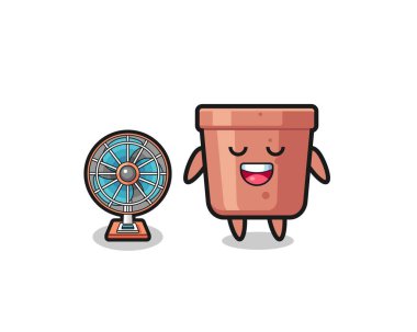 cute flowerpot is standing in front of the fan , cute design