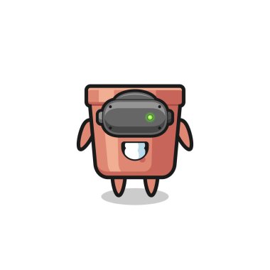 cute flowerpot using VR headset , cute design