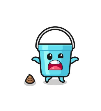 plastic bucket earth surprised to meet poo