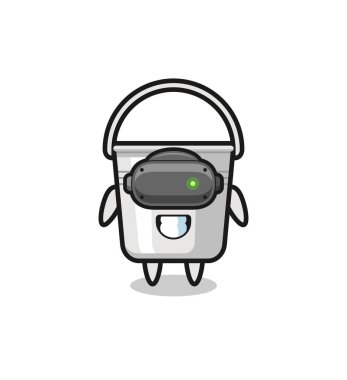 cute metal bucket using VR headset , cute design