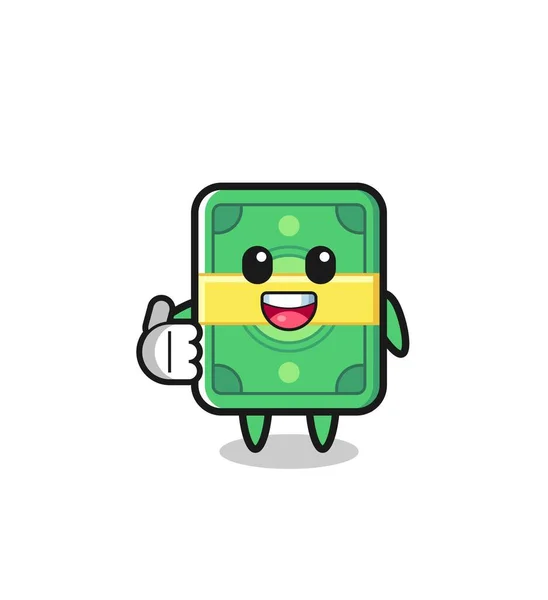 Money Mascot Doing Thumbs Gesture Cute Design — стоковый вектор