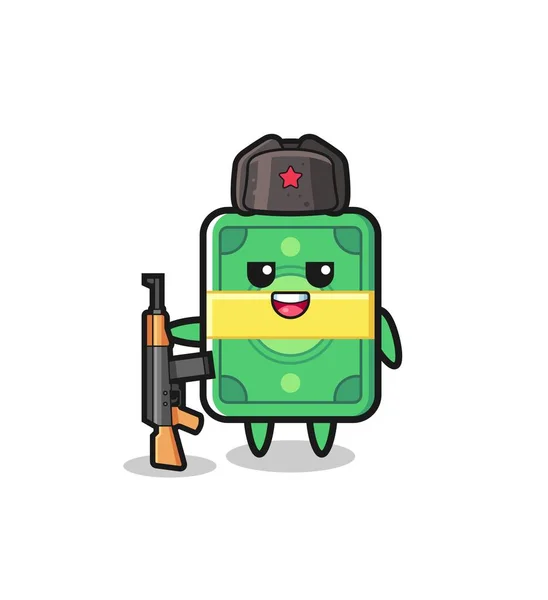 Cute Money Cartoon Russian Army Cute Design — Vector de stock