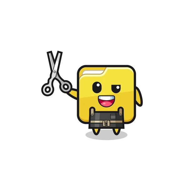 Folder Character Barbershop Mascot Cute Design — 图库矢量图片
