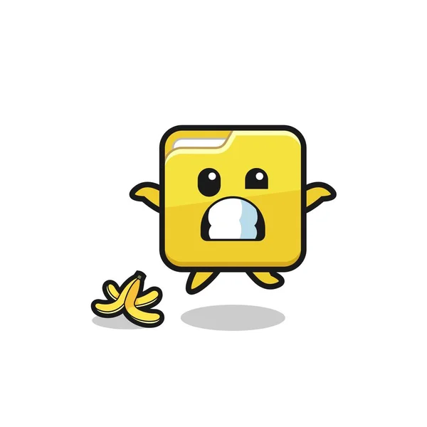 Folder Cartoon Slip Banana Peel Cute Design — Stock Vector