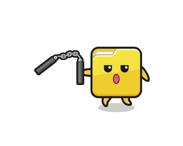 Cartoon Folder Using Nunchaku Cute Design — Stock vektor