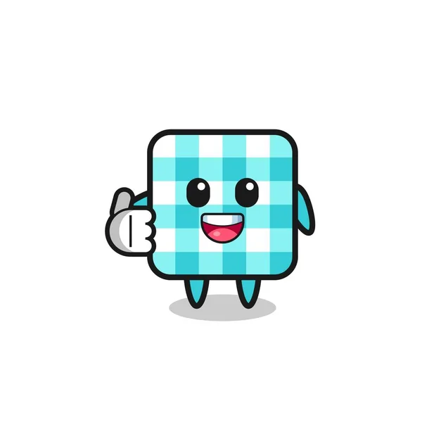 Checkered Tablecloth Mascot Doing Thumbs Gesture Cute Design — Stok Vektör