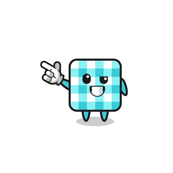 Checkered Tablecloth Mascot Pointing Top Left Cute Design — Stok Vektör