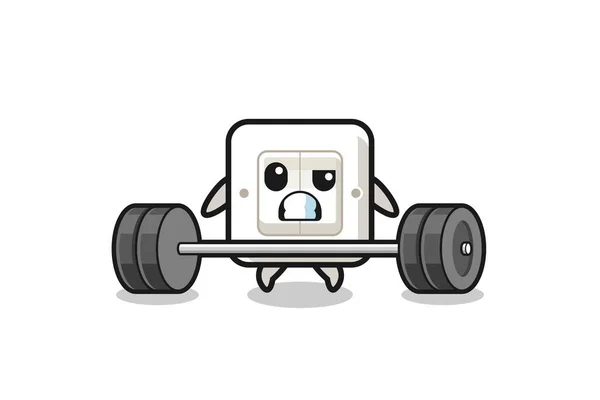 Cartoon Light Switch Lifting Barbell Cute Design — Vetor de Stock