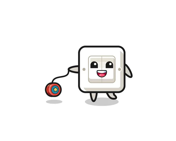 Cartoon Cute Light Switch Playing Yoyo Cute Design — Stockvektor