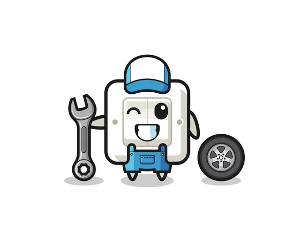 Light Switch Character Mechanic Mascot Cute Design — Vetor de Stock