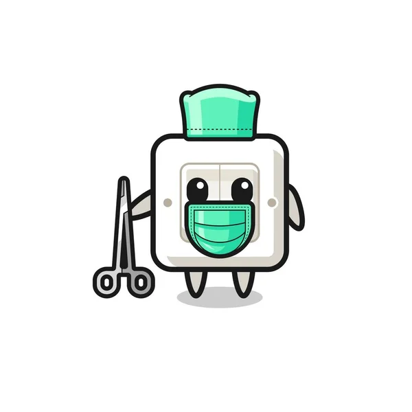 Surgeon Light Switch Mascot Character Cute Design — Stockvector
