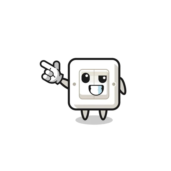 Light Switch Mascot Pointing Top Left Cute Design — Stockvector