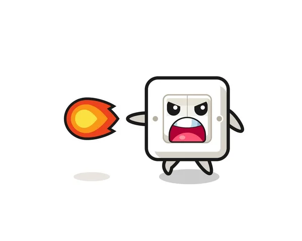 Cute Light Switch Mascot Shooting Fire Power Cute Design — 图库矢量图片