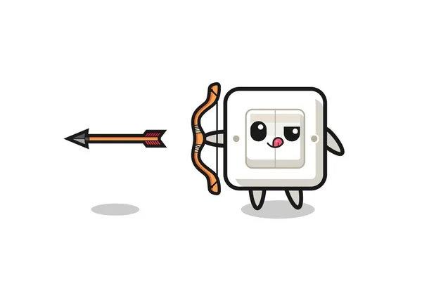 Illustration Light Switch Character Doing Archery Cute Design — Stok Vektör