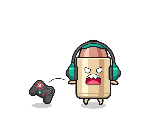 Bullet Gamer Mascot Angry Cute Design — Wektor stockowy